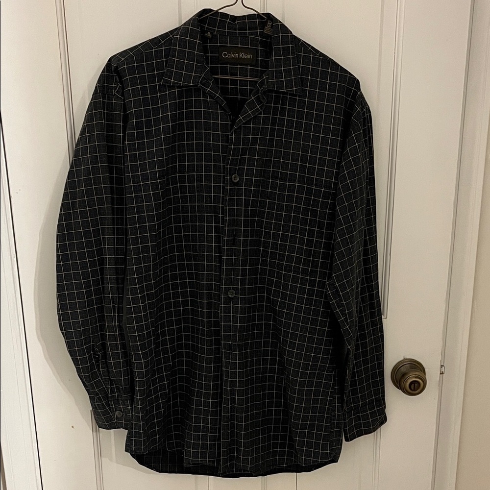 Calvin Klein Dark Grid Pattern Shirt small